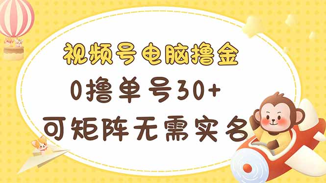 （14220期）视频号电脑撸金 0撸单号30+ 可矩阵 无需实名多号多得-白菜码