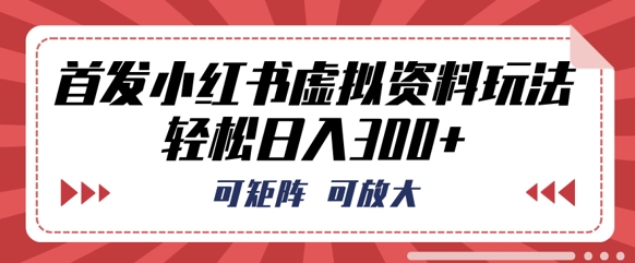 首发小红书虚拟资料玩法，可矩阵，可放大，轻松日入3张-白菜码
