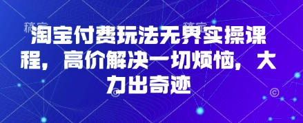 淘宝付费玩法无界实操课程，高价解决一切烦恼，大力出奇迹-白菜码