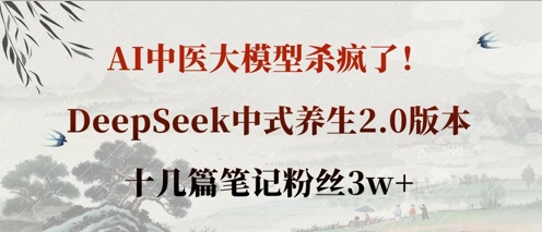 AI中医大模型杀疯了！DeepSeek中式养生2.0版本，十几篇笔记粉丝3w+-白菜码