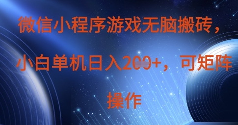 微信小程序游戏无脑搬砖，单设备日入2张+，可矩阵操作-白菜码