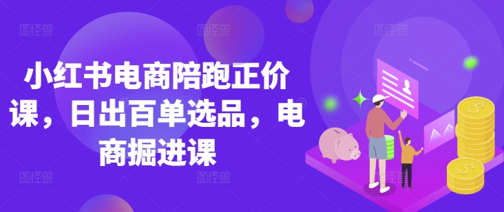 小红书电商陪跑正价课，小红书官方认证电商讲师教学，日出百单选品，电商掘进课-白菜码