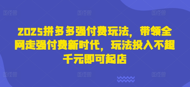 2025拼多多强付费玩法，带领全网走强付费新时代，玩法投入不超千元即可起店-白菜码