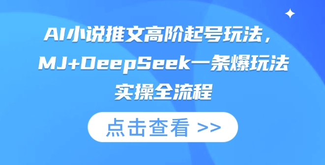 AI小说推文高阶起号玩法，MJ+DeepSeek一条爆玩法实操全流程-白菜码