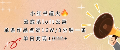 小红书超火的治愈系loft公寓，单条作品点赞16W，3分钟一条，单日变现数张-白菜码