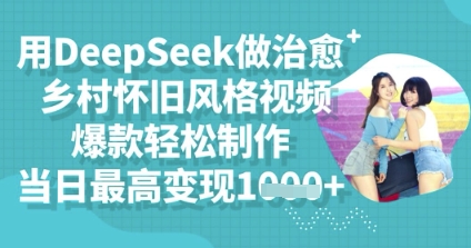 用DeepSeek做治愈乡村怀旧风格视频，爆款轻松制作，当日最高变现多张-白菜码